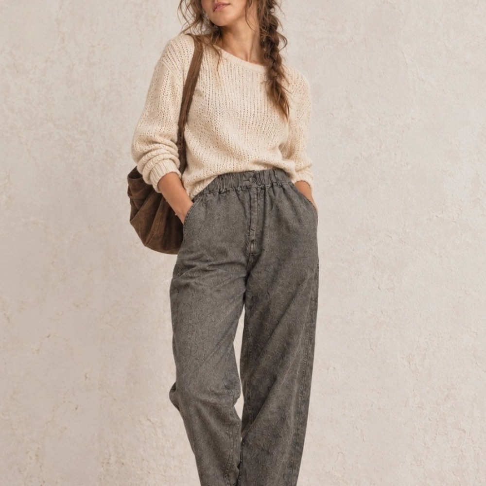 Poetry Linen Wool Tapered Trousers 6 Gray Textured Minimalist Lagenlook Academia - Picture 1 of 5